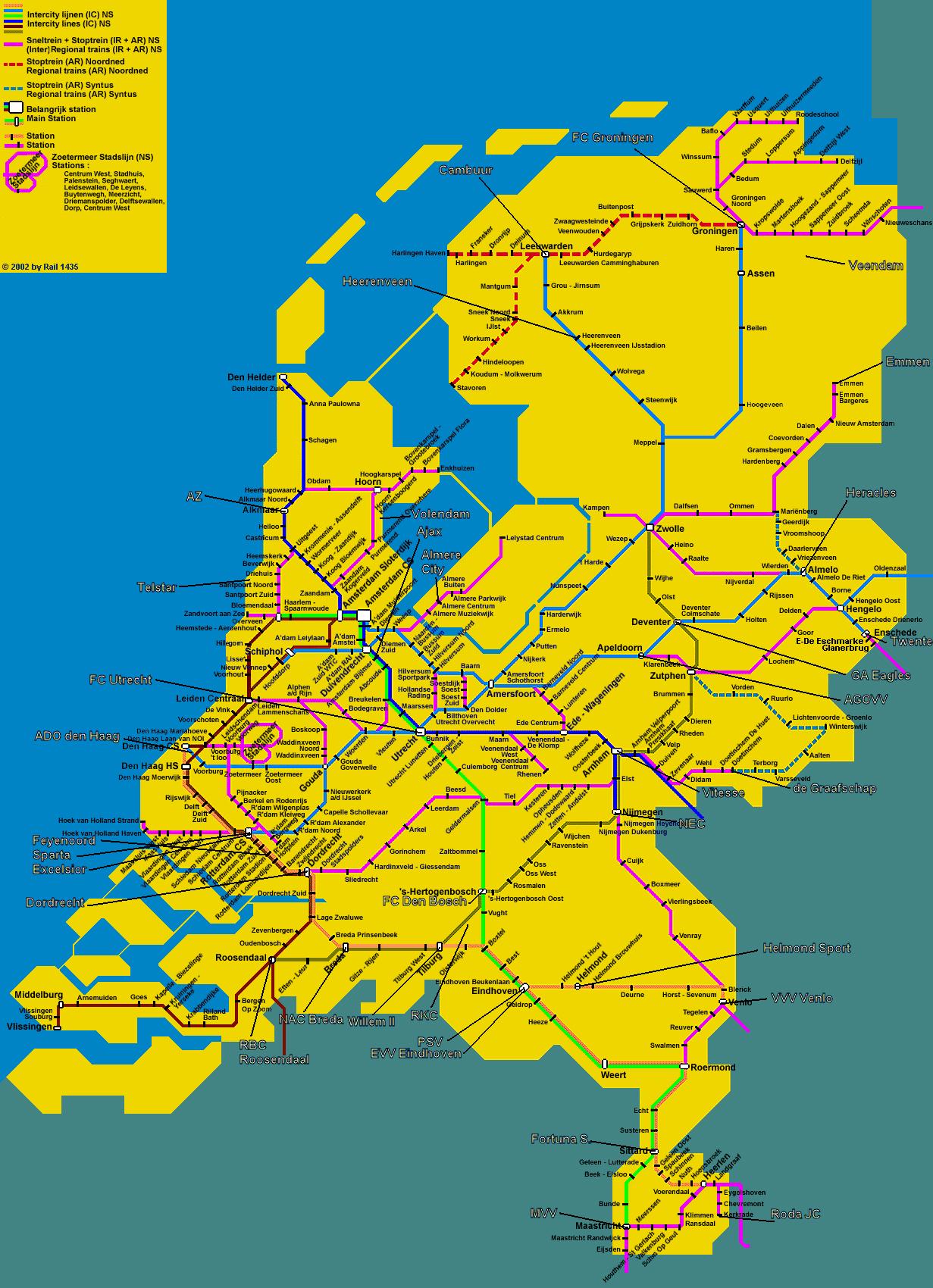 オランダ鉄道の地図 路線図のオランダ 西欧 ヨーロッパ