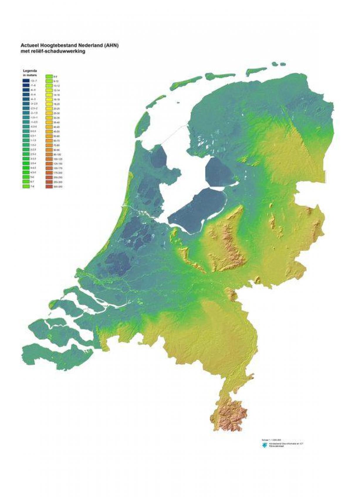 オランダの地形図 物理地図のオランダ 西ヨーロッパのヨーロッパ