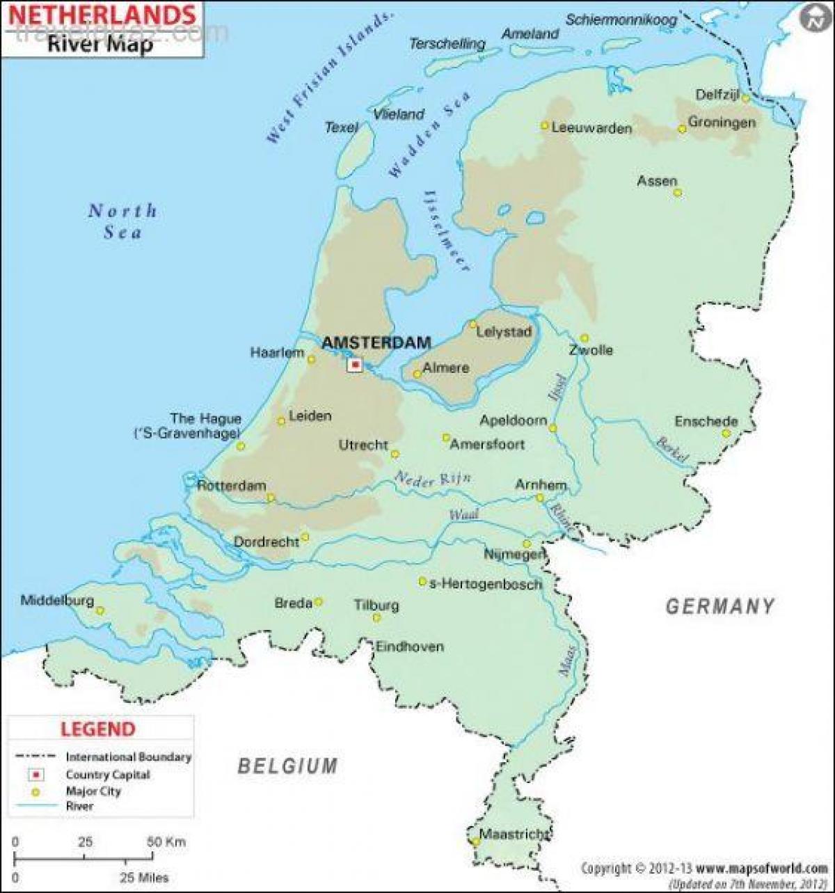 オランダ河川地図 北川地図 西欧 ヨーロッパ