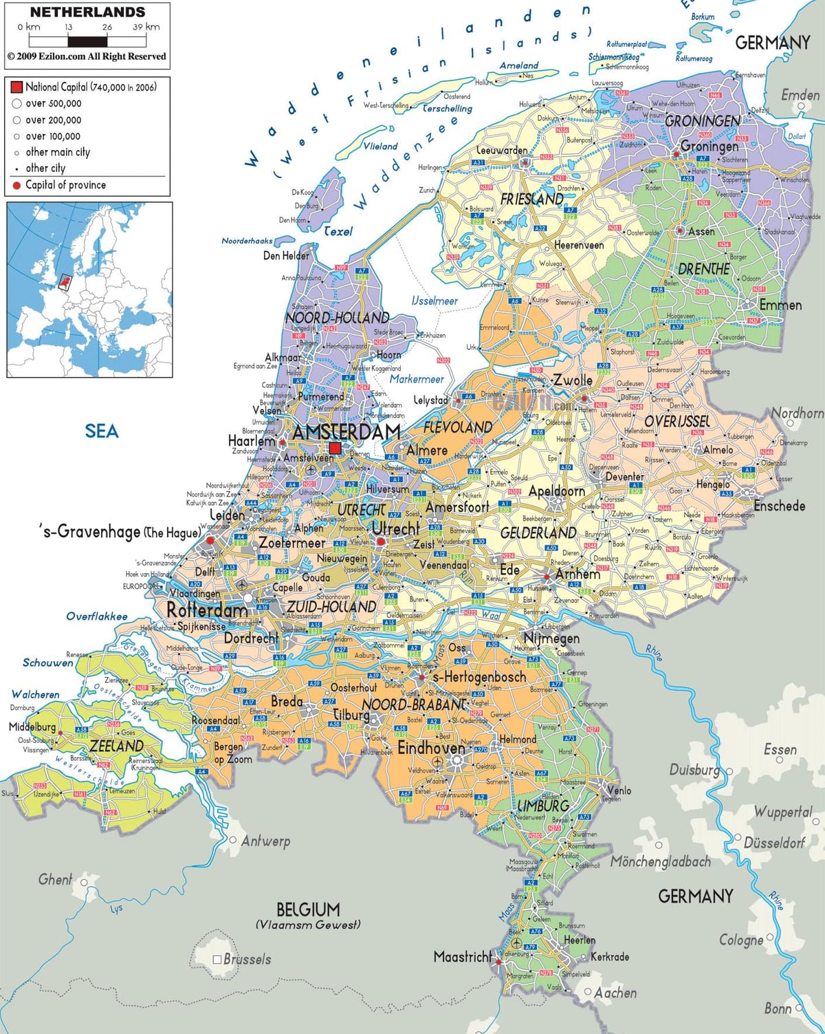 オランダオランダの地図