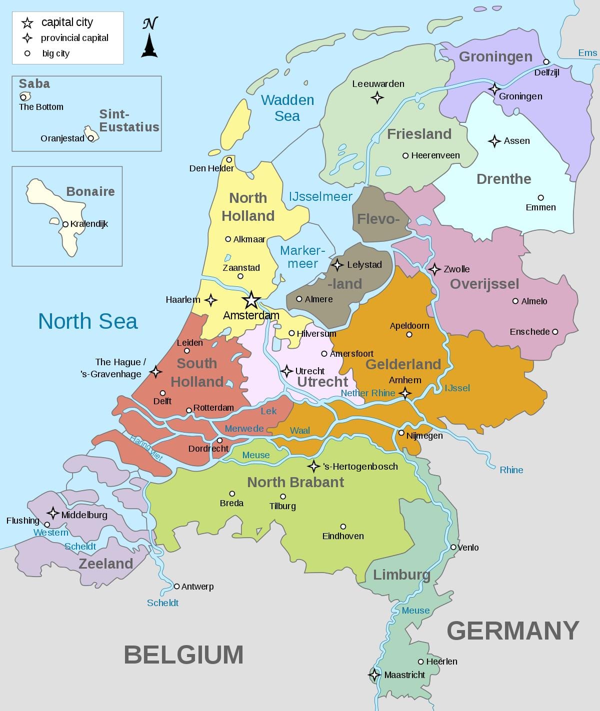 地図のオランダの地域