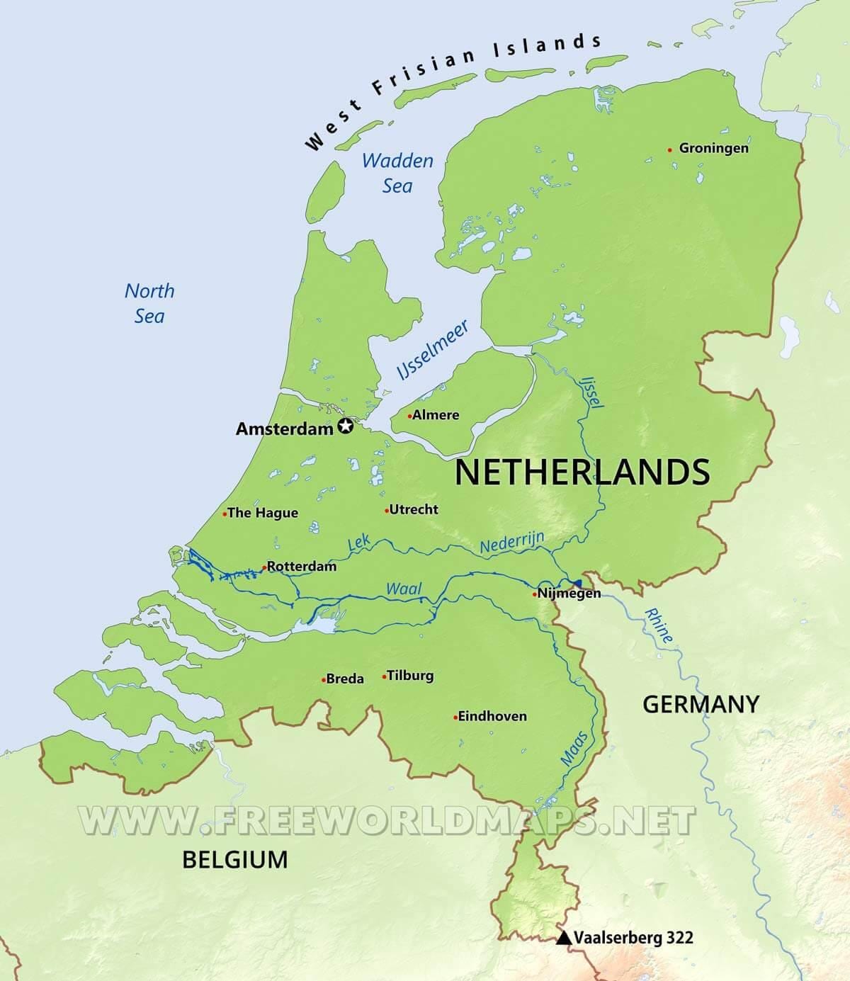 物理地図のオランダ
