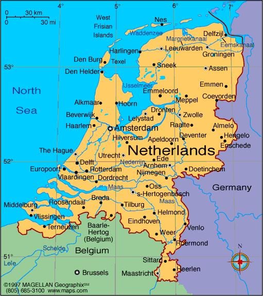 地図のオランダの都市と
