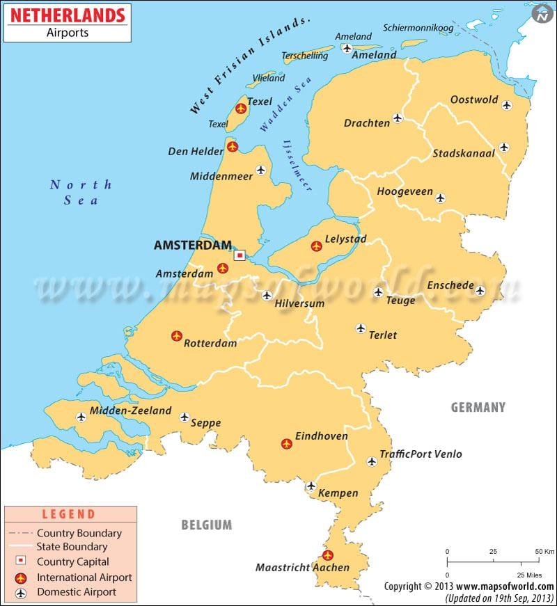 空港オランダの地図