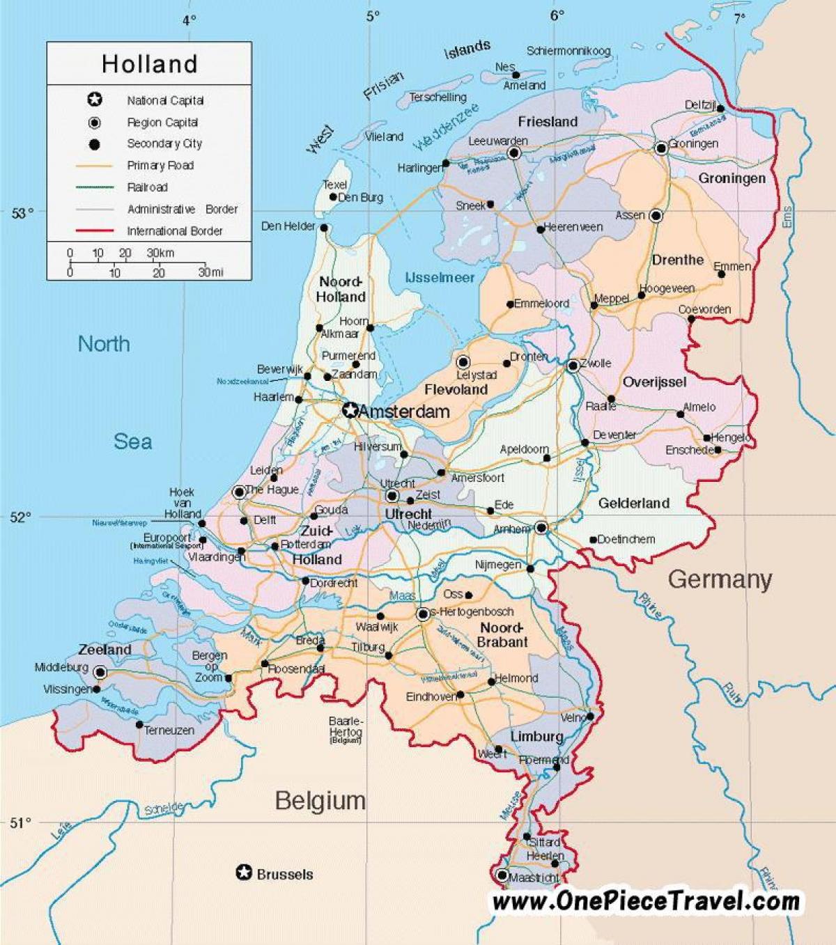オランダの輸送地図