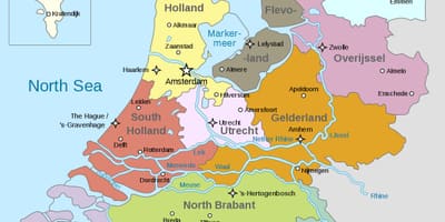 地図のオランダの地域