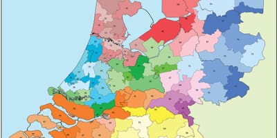 地図のオランダの郵便番号