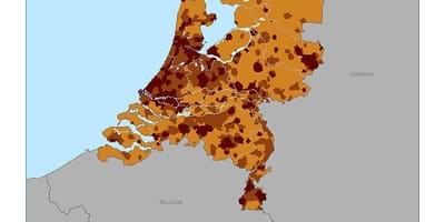オランダの人口密度の地図