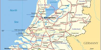 地図のオランダおよび周辺諸国